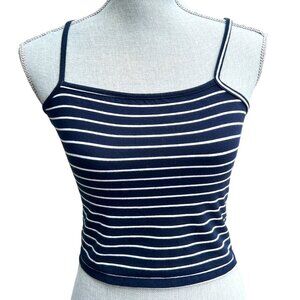 BRANDY MELVILLE 💙 JOHN GALT Navy Blue & White tank crop top